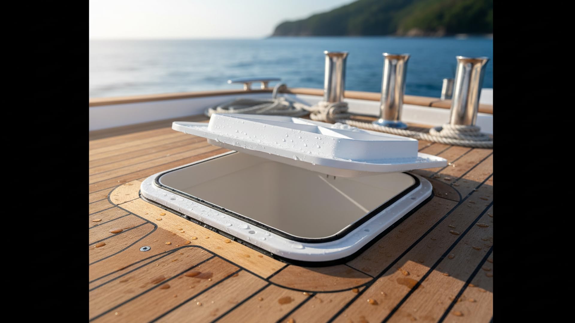 Scatola portaoggetti per attrezzatura da pesca integrata, in ABS, impermeabile, per barche, yacht, cabine, organizzazione 37,5 x 27 x 17,5 cm, bianco e nero