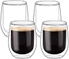 ComSaf 300ML Double Walled Glass Mug Set of 4, Thermal Insulation, Mug for HotCold Drinks, Tumbler for Tea Cappuccino Latte Hot Chocolate, Housewarming Gifts