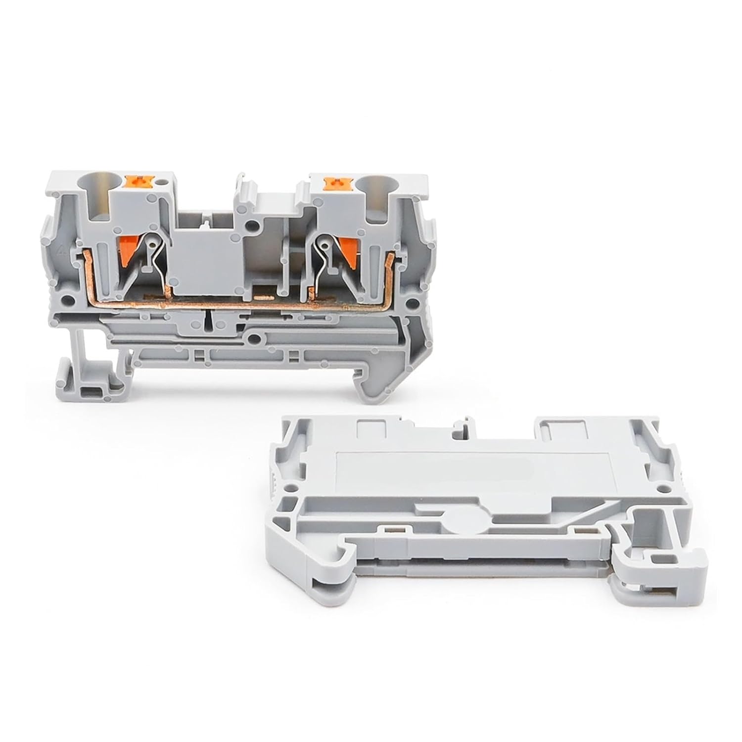 10-Pack PT4 DIN Rail Spring Terminal Blocks PA66 4mm² Wire Compact Connector(PT-4-10 PCS-Gray)