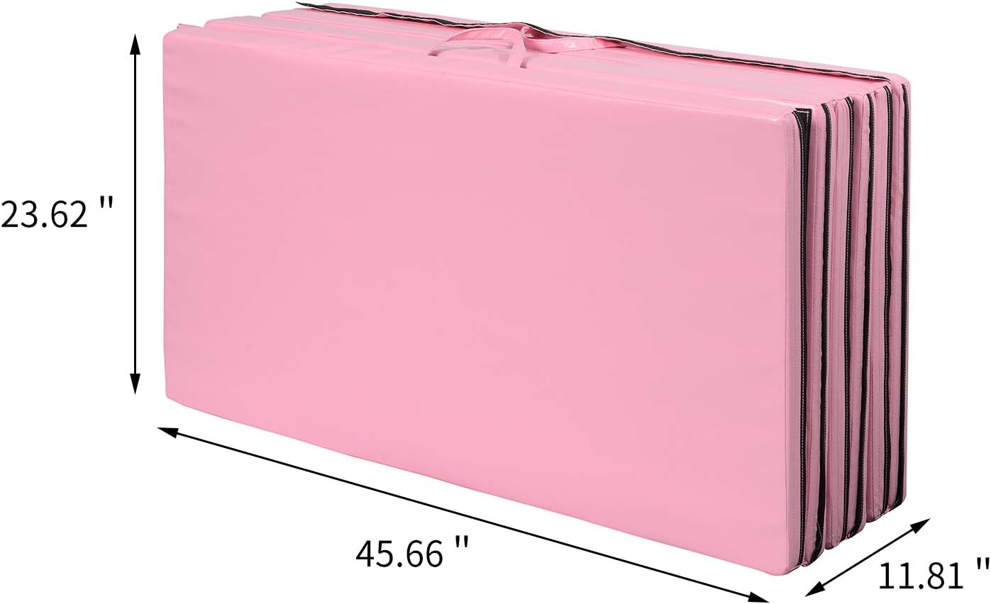 KOOLWOOM Gymnastics Mat PU Leather Thick Folding Panel for Gym Fitness Tumbling Yoga
