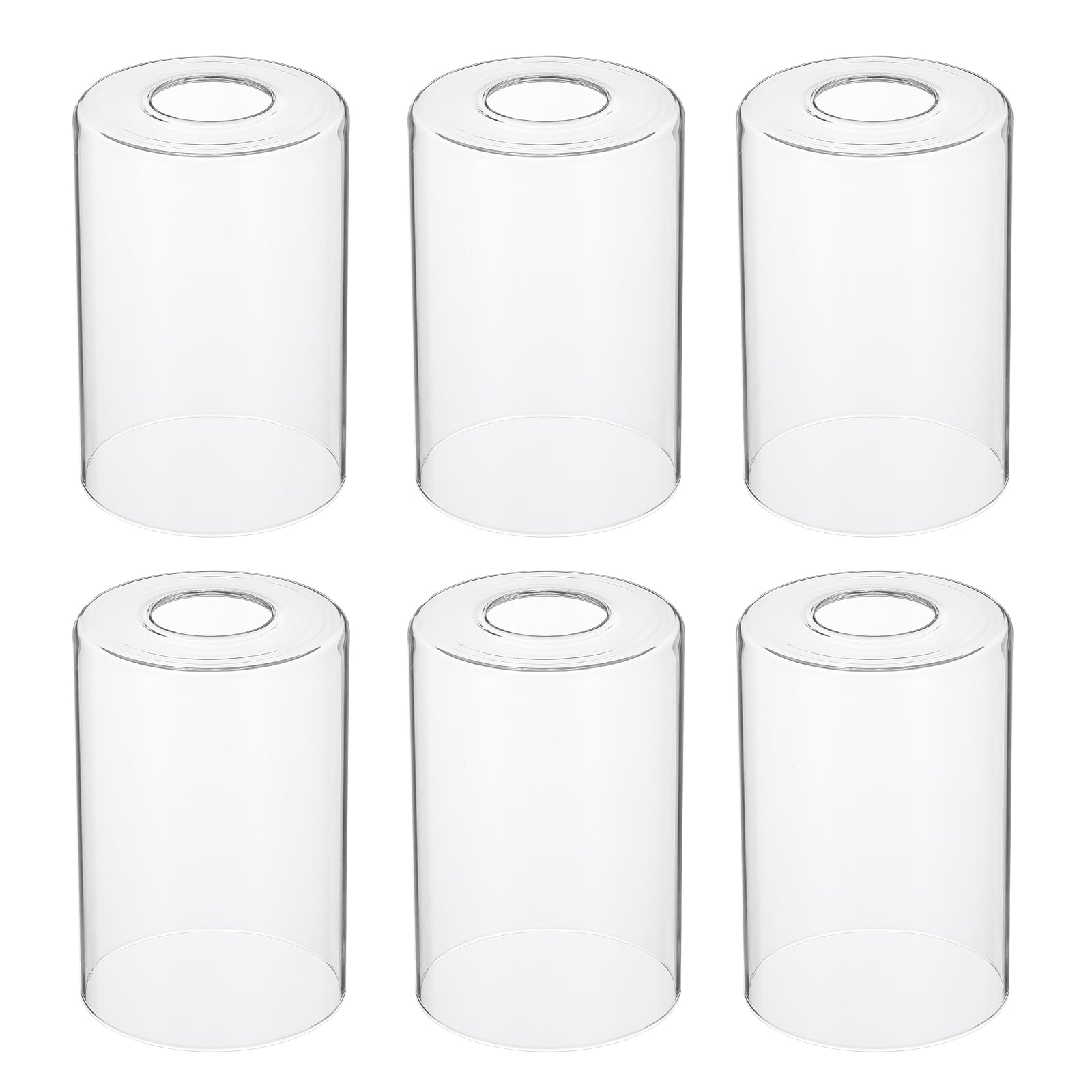 PATIKIL 6 x 4 Inch Clear Glass Shades Replacement, 6pcs Handmade Glass Lamp Shade Cylinder Lampshade Light Fixture with 1-5/8" Fitter for Chandelier Pendant Wall Sconces
