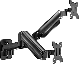ErGear Dual Monitor Wall Mount for 17 to 32 Inch , Holds up to 18lbs Per Arm, Height Adjustable Gas Spring Wall Monitor Arm for 2 Monitors, Full Motion Computer Monitor Wall Stand with VESA