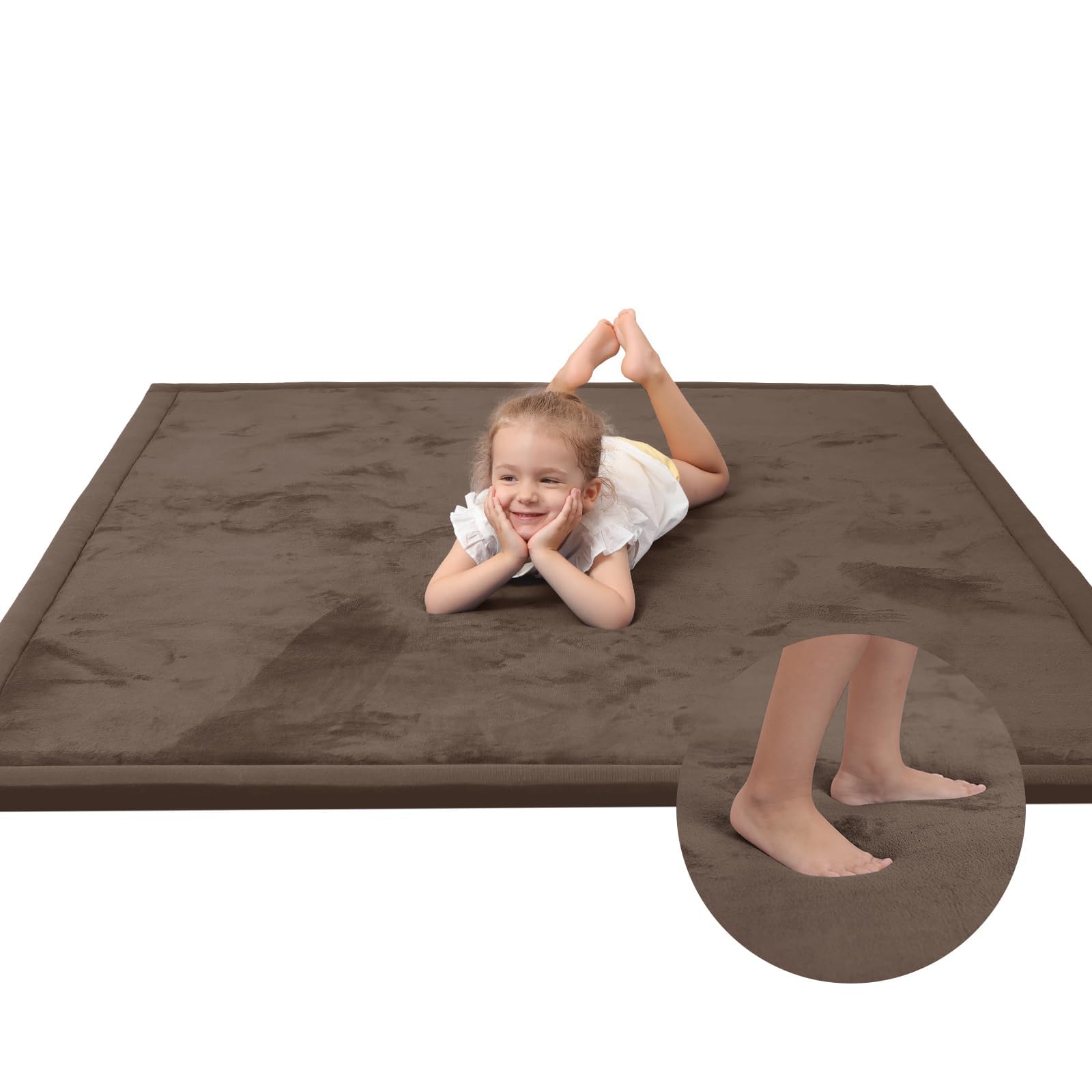 Tapete de juego para bebé, tapete de espuma viscoelástica de 1.3 pulgadas de grosor, tapete de terciopelo coral suave, tapete antideslizante extra grande para niños pequeños, bebés, niños, tapete de
