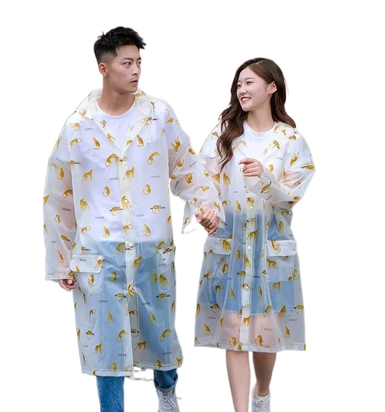 Chubasquero Chaqueta de Lluvia Impermeable Chubasquero Largo Reutilizable Para Parejas, Ponchos De Lluvia Impresos En EVA, Chubasqueros No Desechables Poncho de Lluvia ( Blue : Blu , Size : Large )