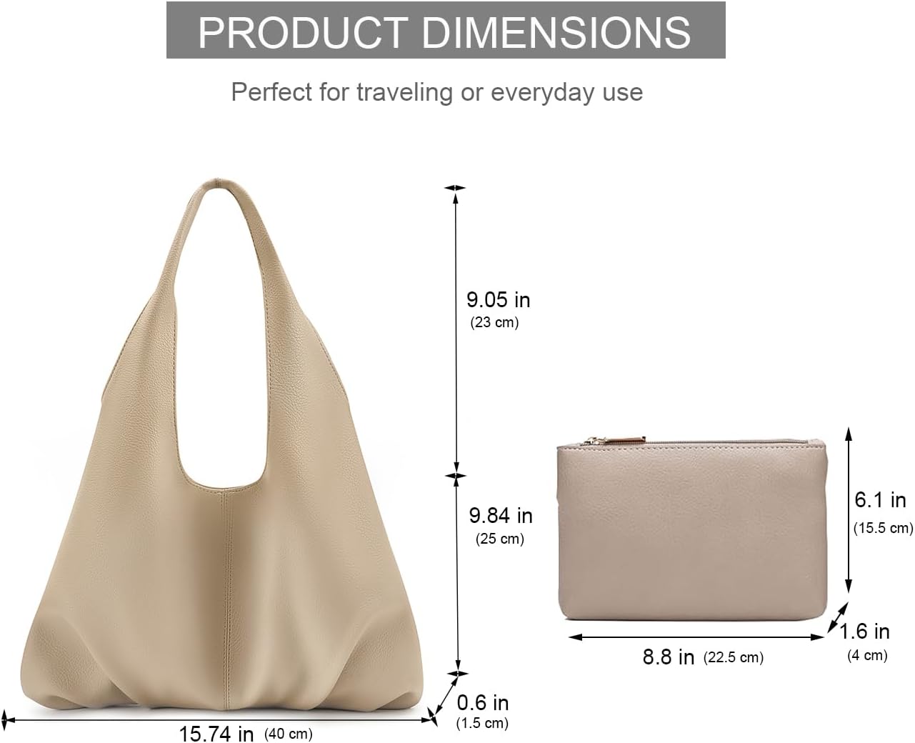 NIUEIMEE ZHOU Slouchy Hobo Bags for Women Retro Vegan Leather Shoulder Handbags with Coin Purse - Image 7