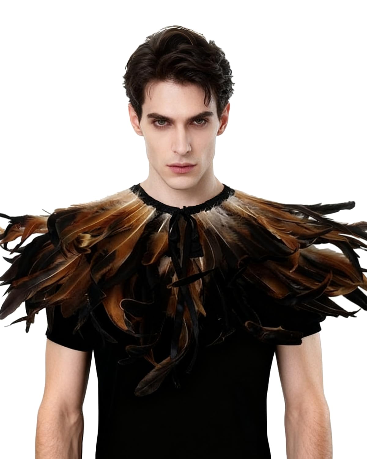 keland Collana di Colletto di Scialle con Coprispalle di Piume in Stile Gotico. Spalline in Costume di Halloween