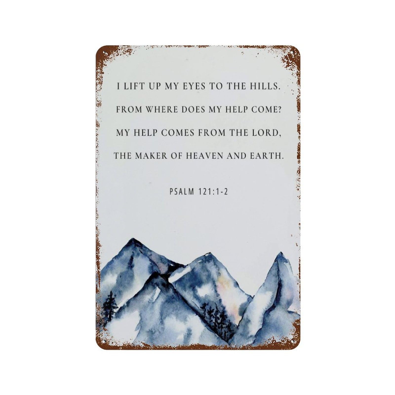 xiaoxiaoshen Mountain Scripture Psalm 121 Bible Verse Wall Decor Art Metal Tin Poster Modern Home Decor Art Home Bar Shop Decorations Vintage Sign 30x20cm