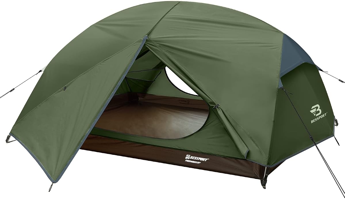 Tienda de campaña para 2-3 personas, tienda de campaña ligera para mochileros, impermeable, resistente al viento, dos puertas, fácil instalación, tiendas de campaña para exteriores de doble capa para 3 a 4 estaciones, adecuada para exteriores, senderismo, camping