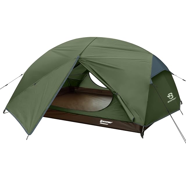 Bessport Camping Tent for 2-3 Person Lightweight Backpacking Tent Waterproof Windproof Two Doors Easy Setup Double Layer Outdoor