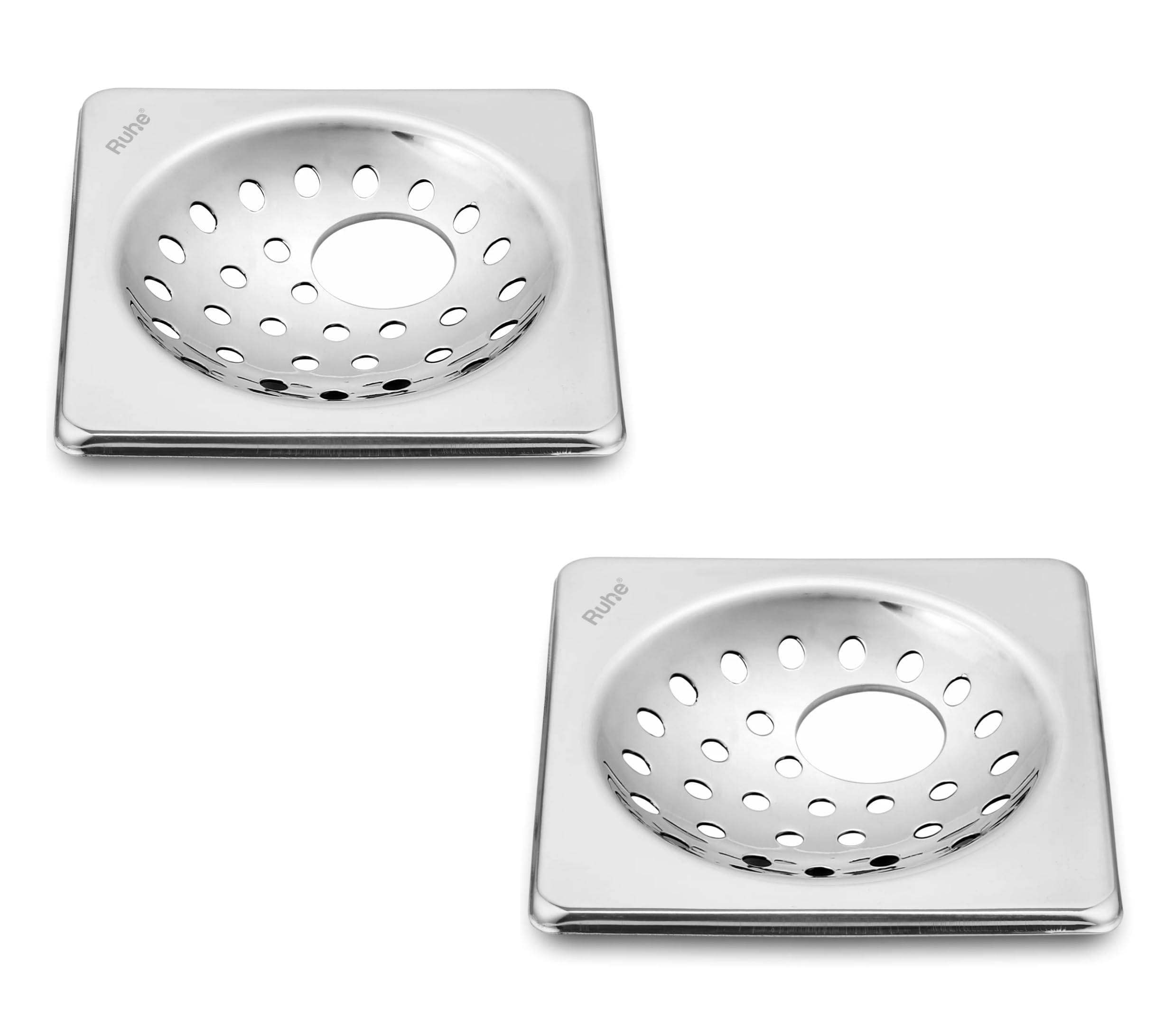 Ruhe® One Square Floor Drain | Premium Stainless Steel | 4 x 4 inches | Floor Drain Trap/Jali with Hole and Collar | Pack of 2 (B0CW1RWTTW) Amazon Price History, Amazon Price Tracker