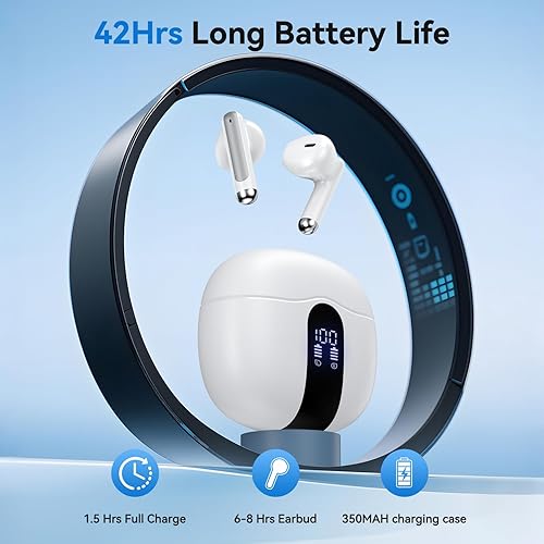 Miniatura 7 de Auriculares inalámbricos, auriculares Bluetooth 5.4 estéreo de alta fidelidad con 4 micrófonos HD, auriculares Bluetooth de 50 horas con pantalla