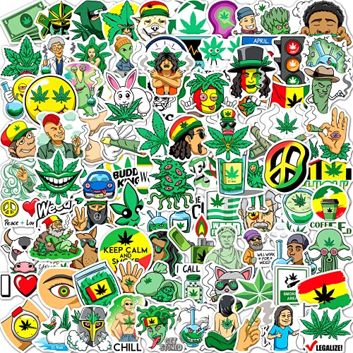 Weed Stickers, 100 Waterproof Stoner Vinyl Stickers for Adults, Stickers for Water bottles, Weed Laptop Stickers, Cool Skateboard Stickers, Funny Adult Stickers, Weed Stickers for Cars, 100 weed sticker packs