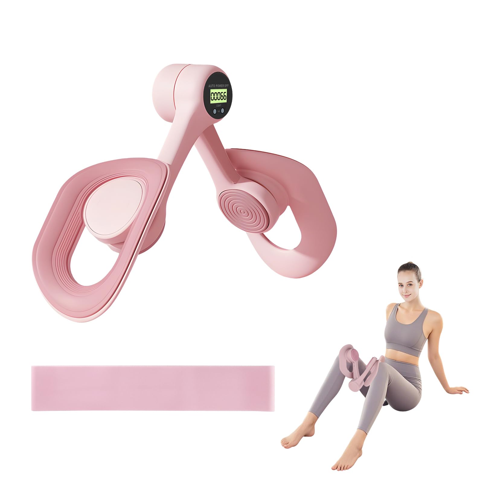 Pelvic Floor Exercise Devices -Thigh Exerciser with Intelligent Screen Display for Counting, Anti-Slip Design Kegel Pelvic Floor Trainer for Women,Home Gym Equipment for Exercising Thighs(Pink)