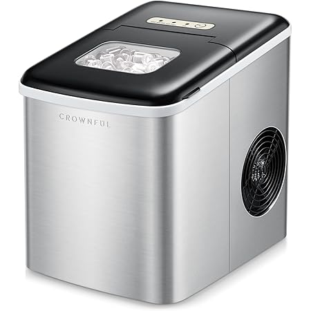 CROWNFUL Ice Maker Machine for Countertop, 9 Ice Cubes Ready in 7 Minutes, 26lbs Bullet Ice Cubes in 24H, Electric Ice Maker with Scoop and Basket