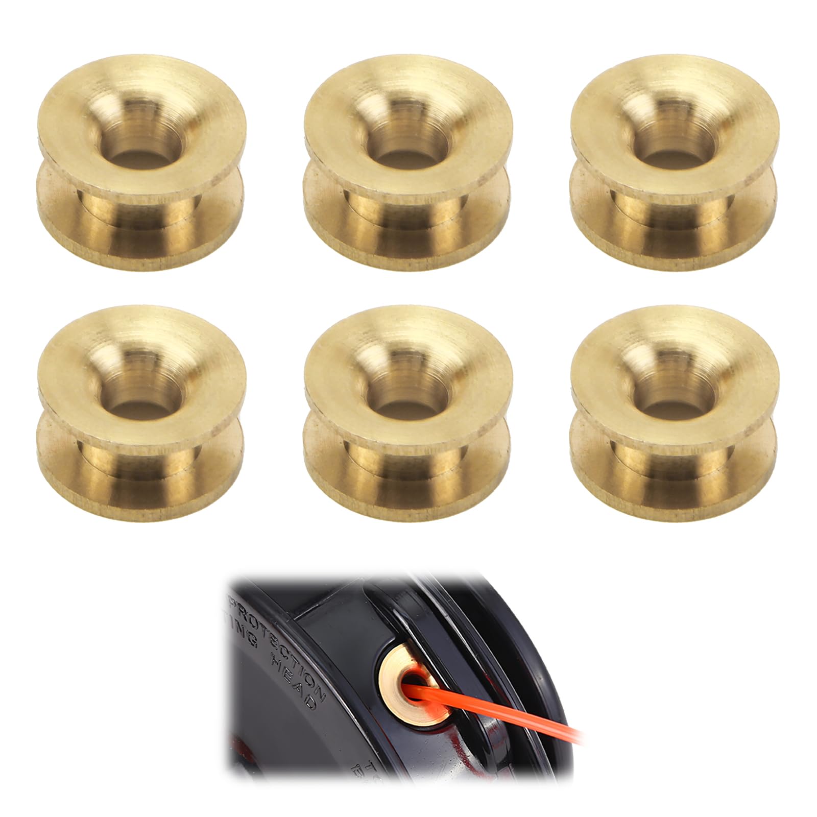 Yenblow 6 Pcs Universal Grass Trimmer Head Eyelets Sleeve, Replacement Weed Strimmer Brass Cutter, Trimmer Head Parts Compatible with Troy-Bilt Craftsman Lawn Mower Garden Machinery
