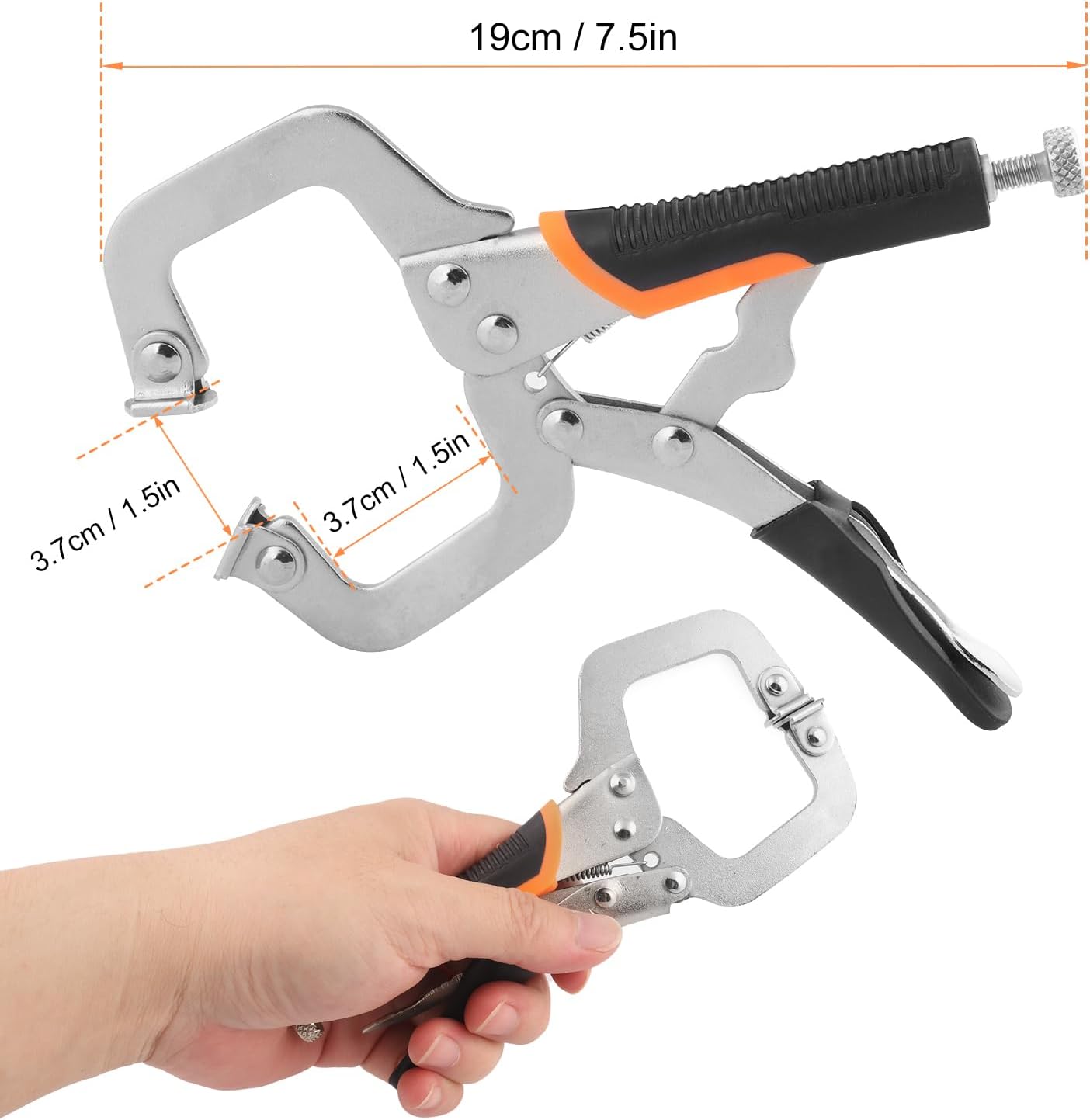 4 Pack 6 Inch C Clamp Locking Pliers,Locking C Clamp With Non-Slip Rubber Grip, Adjustable Nickel Plated C Pliers for Wood Working, Welding, Electrician Maintenance and More, by GENHAKON