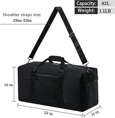 Miniatura 4 de Bolsa de lona plegable de 22 pulgadas pequeña y ligera para viajes gimnasio y deportes negro Canvas Black carry on 22 inch