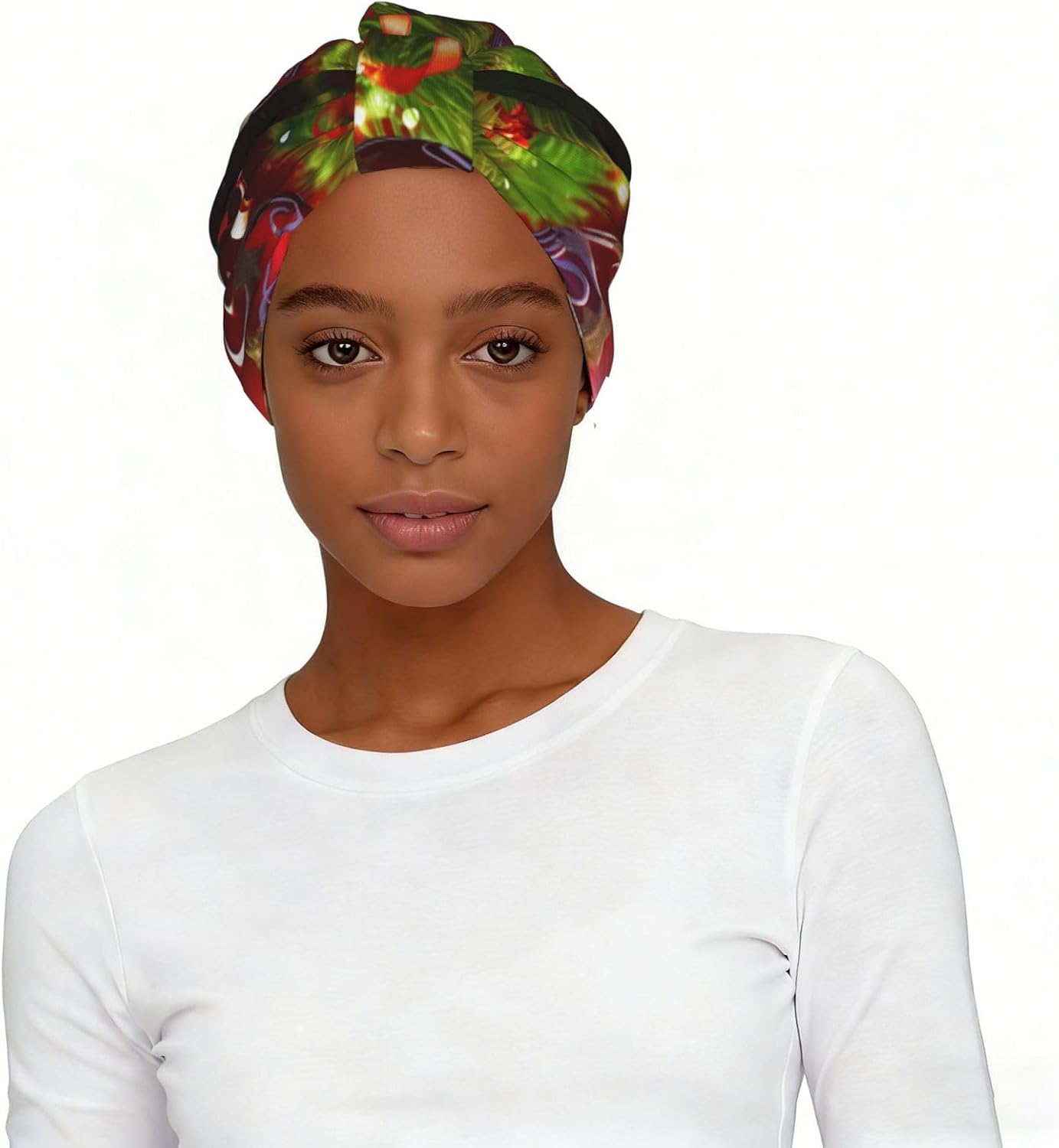 Xmas Ball Comfortable Pre-Tied Turban Headwrap - African Style Elastic Beanie For Chemo Patients, Adjustable Hair Cover Scarf For Yoga, Running, Or Daily Fashion
