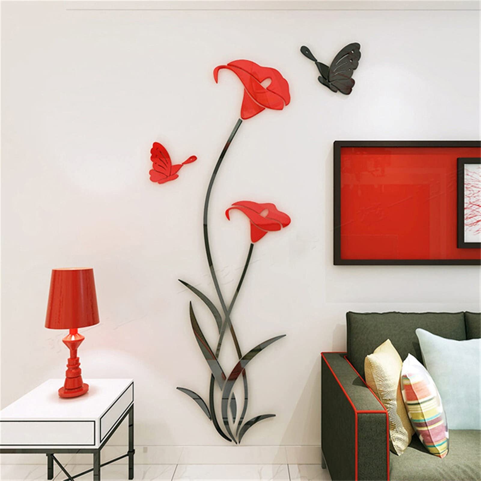 Pegatinas de Pared Creative Living Room Acrílico 3D Flor de la pared Pegatinas de la pared del pórtico Fondo de la pared Decoración de la decoración Crystal Fondo de pantalla tridimensional Adhesivos