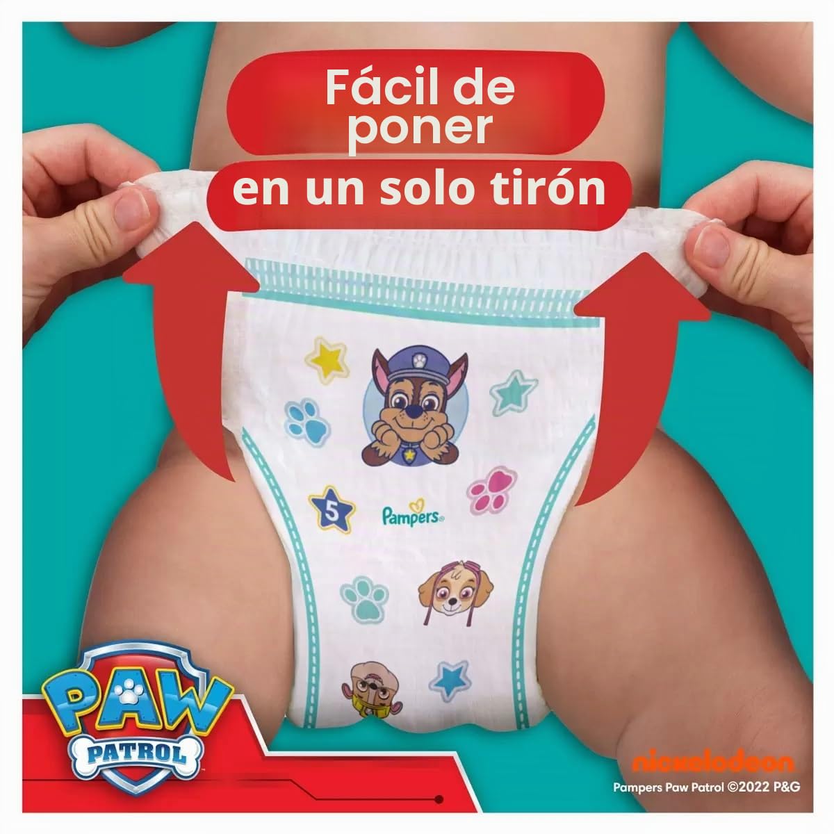 Pampers Baby-Dry Pants Paw Patrol Edition Talla 4, 180 pañales, 9 kg-15 kg, ajuste de 360 ° que ayuda a prevenir fugas