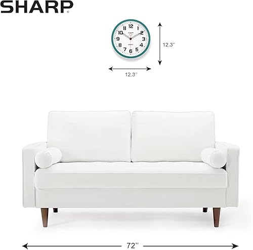 Miniatura 5 de SHARP Reloj de pared verde azulado mate de 12 pulgadas, silencioso, sin tictac, moderno, elegante, funciona con pilas, fácil de leer