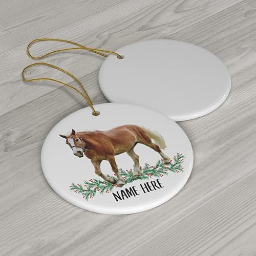 Miniatura 3 de Divertidos caballos Haflinger con nombre personalizado, adornos para árbol de Navidad 2024, círculo de cerámica