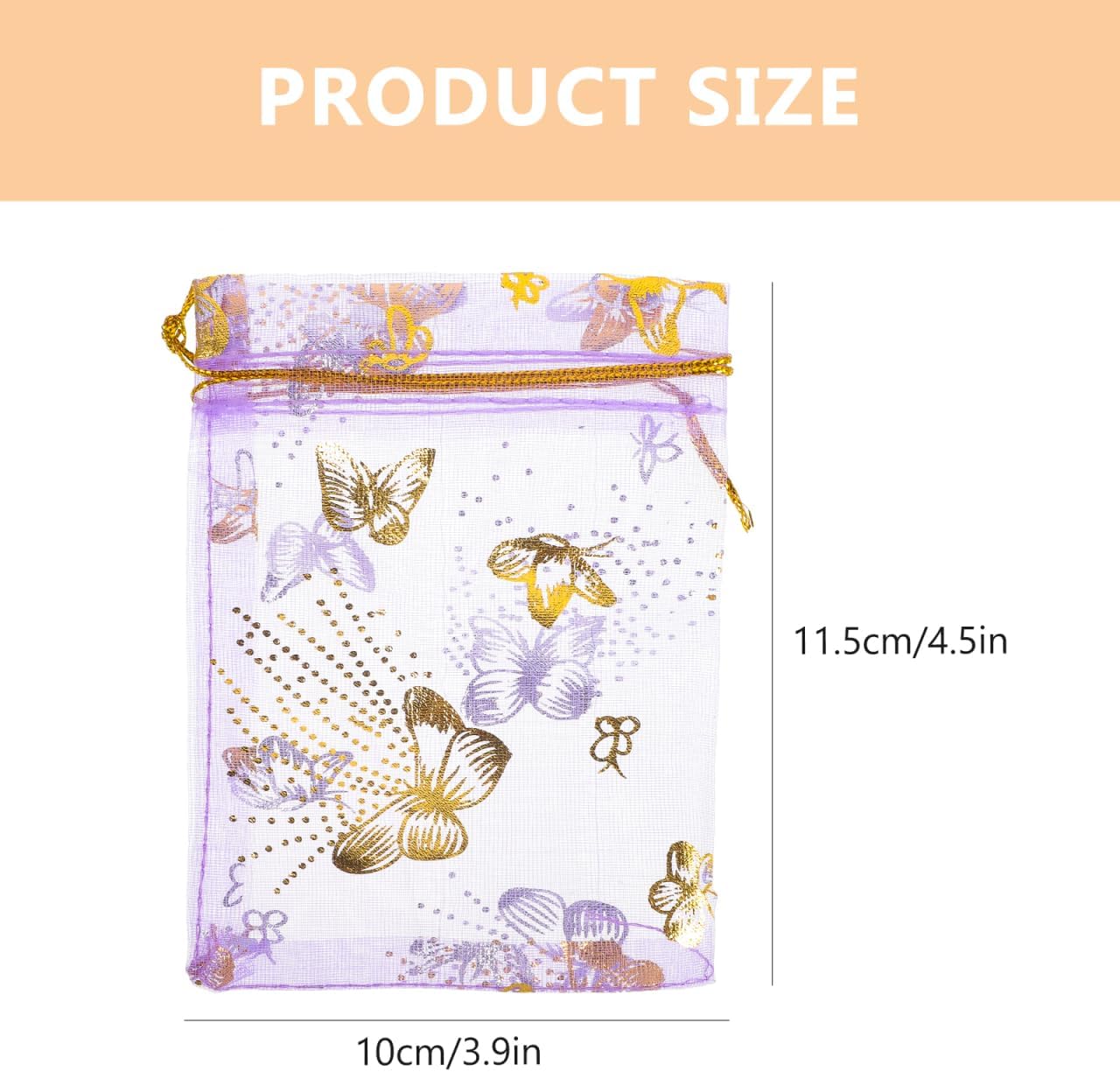 HOLIDYOYO 50 Pieces Purple Small Mesh Gift Bags, Drawstring Pouches for Party Favors, Candy,Jewelry Storage, Compact Lightweight Decorative Goodie Bags for Weddings Birthdays Baby Showers image 2