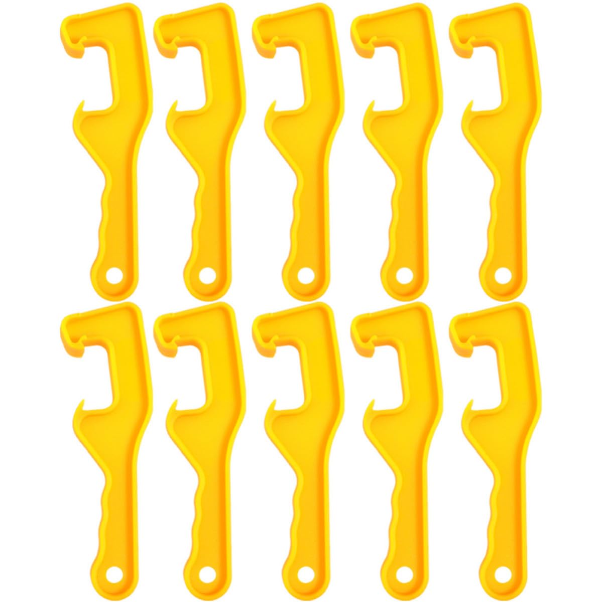 Llave para tapa de recipiente de plástico: juego de 10 abridores amarillos para botes