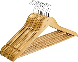 SuperGeneriX Premium Solid Wooden Hangers (Pack of 12) | Durable Clothes Hangers with Non-Slip Bar, Cut Notches & 360° Swivel Hook for Heavy Coats, Suits, Shirts & Dresses – Smooth Finish (Beige)