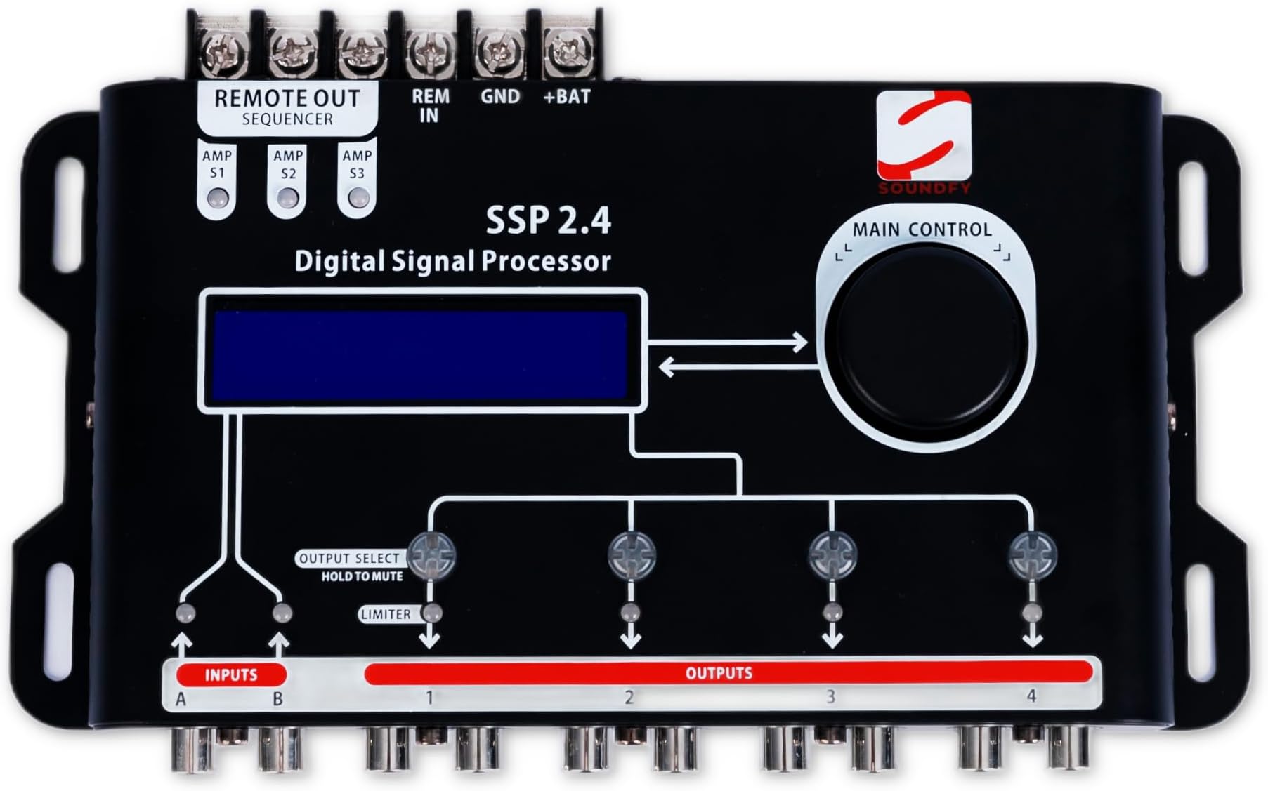SSP 2.4 Digital Signal Processor & Equalizer – 15-Band Graphic EQ, 12 Presets, Built-in Crossover for Car Audio Enhancement (SDF-CN-SP001NA)