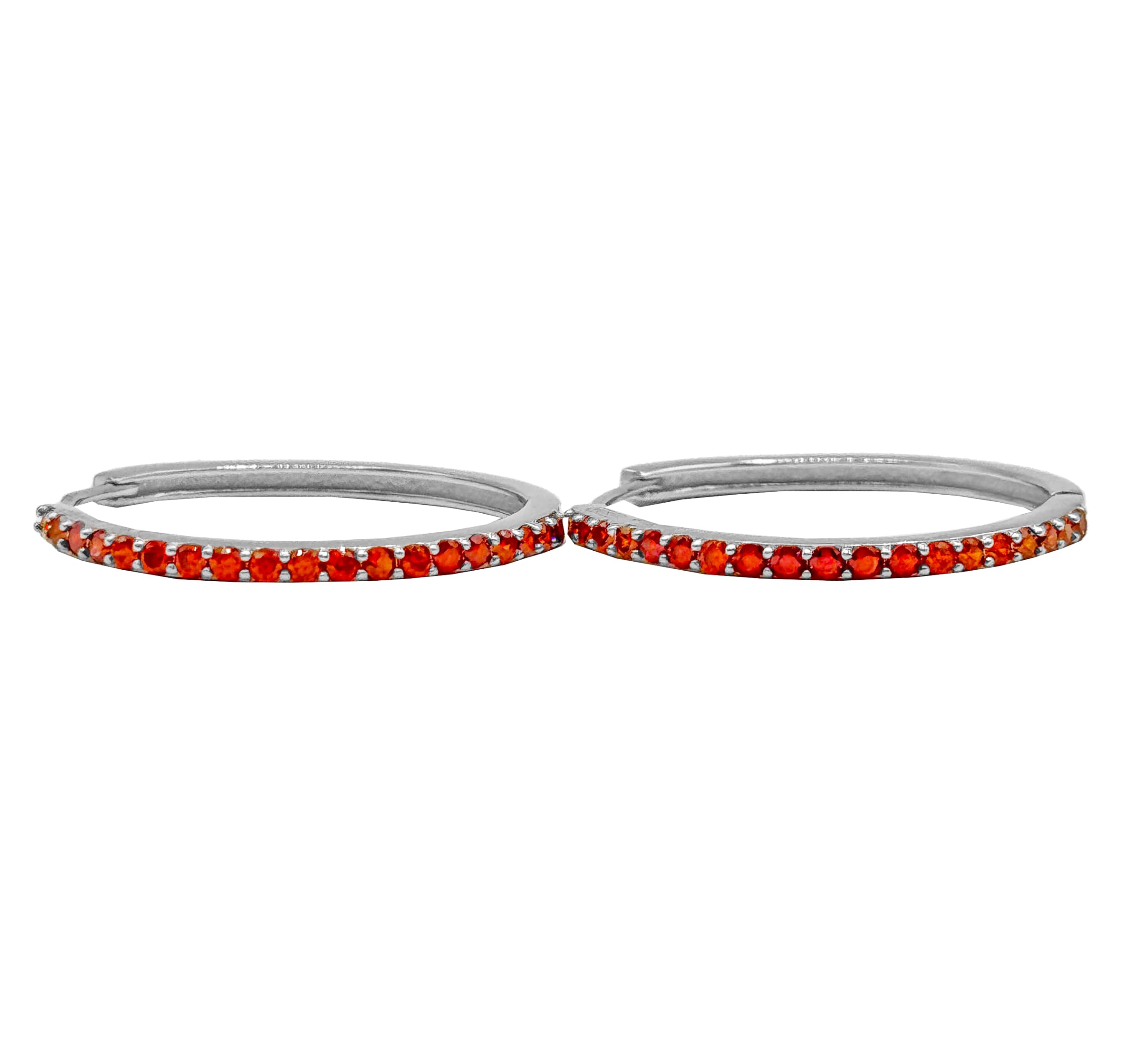 Coppia di Orecchini a Cerchio Rosso cerchietti strass in argento 925 rodiato - Hoops Collection