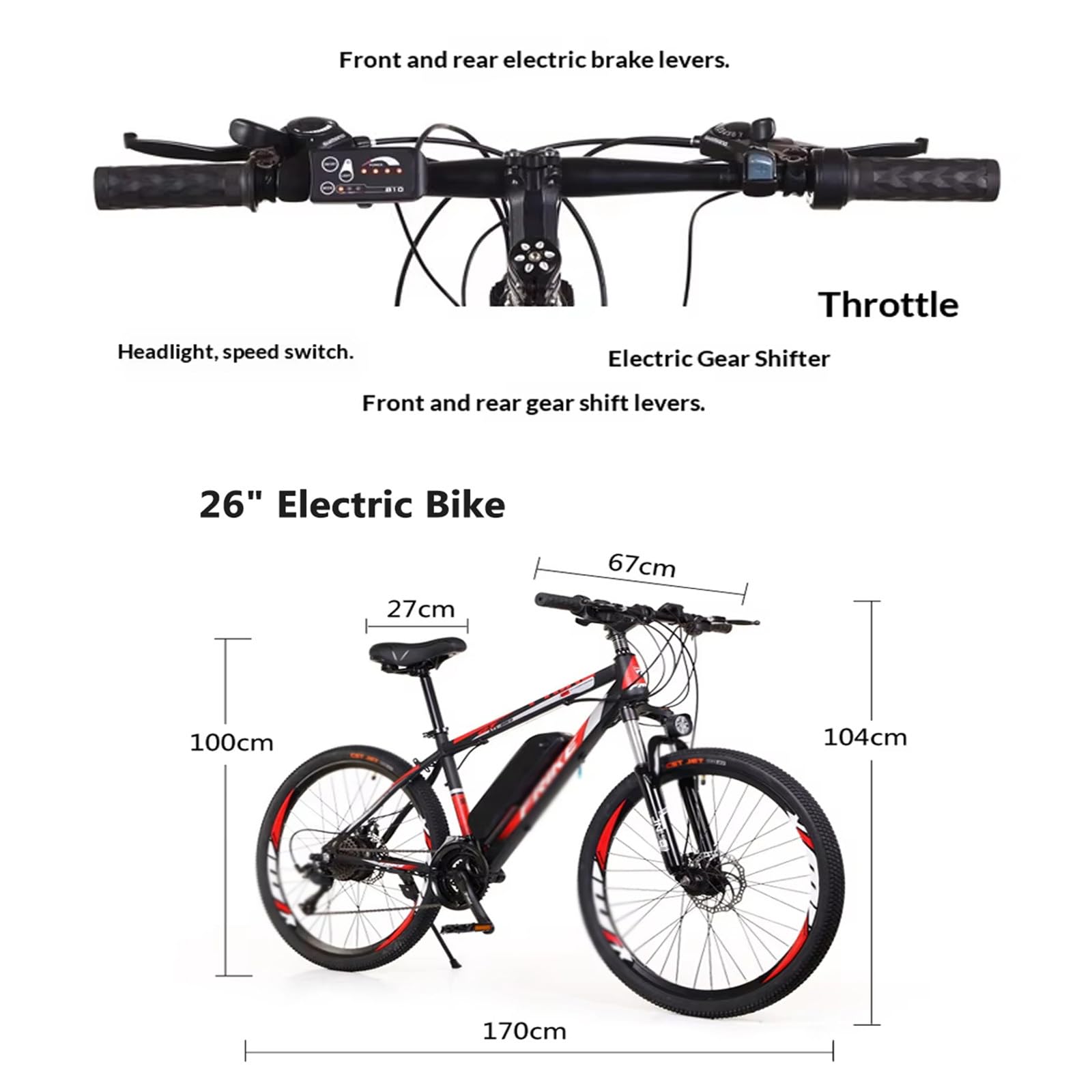 Bicicletta elettrica da montagna da 26 pollici per adulti