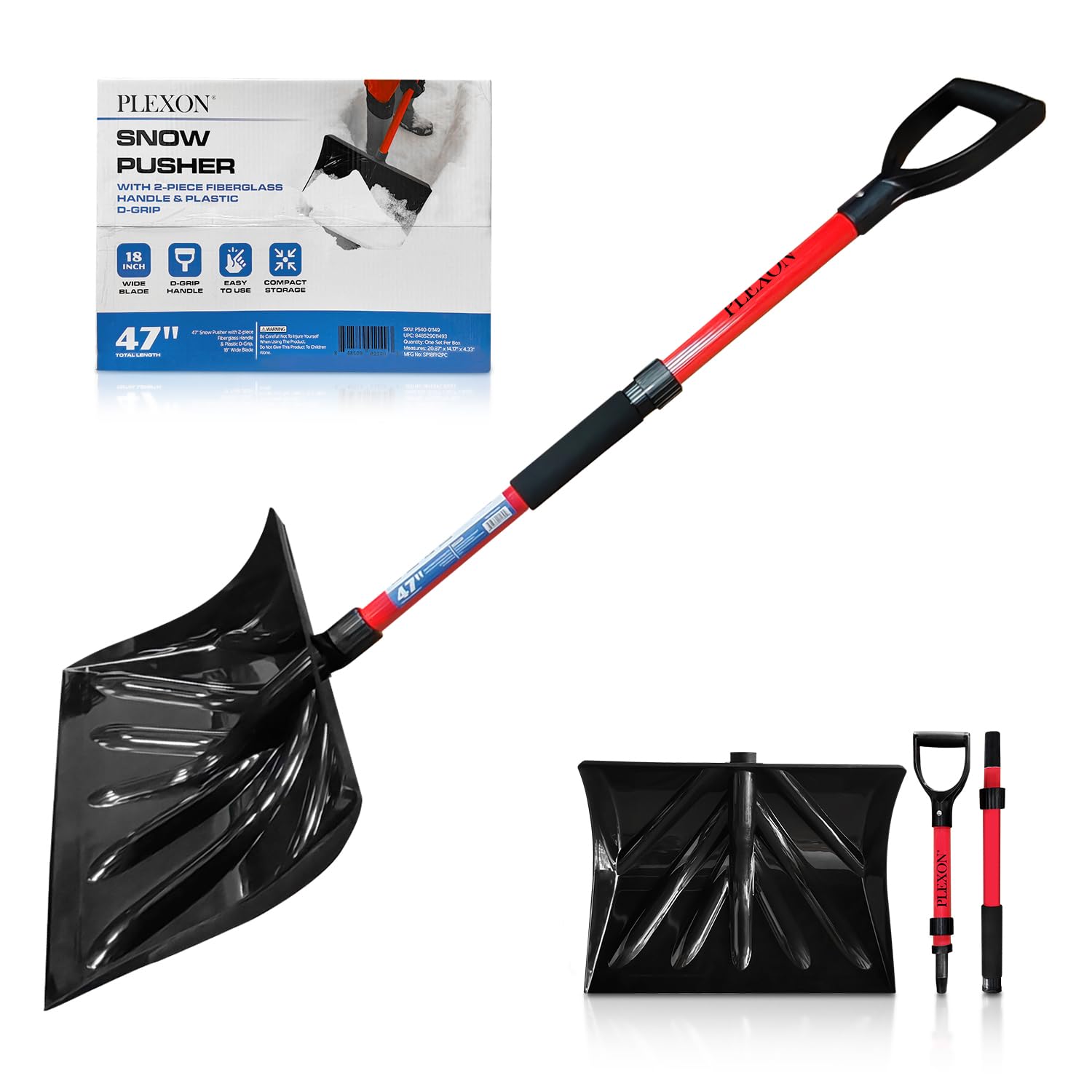 Pala Quitanieves KADAX Con Ruedas - Ancho 82 Cm, Mango De Metal, Borde De Aluminio, Color Negro