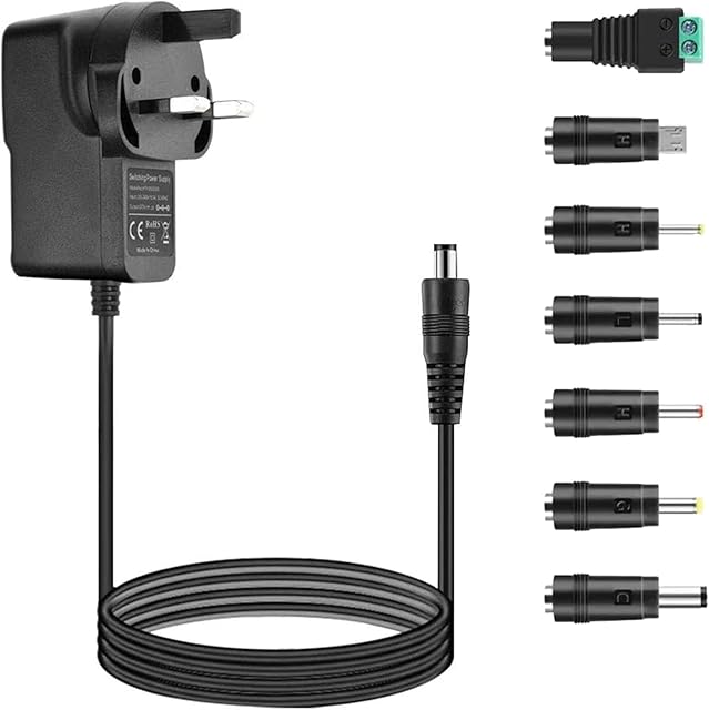 JJN 5V 2A Power Adapter, AC to DC 5V Universal Charger Power Supply for IP/CCTV Camera, Android Smart Phone, Tablet, Speaker, USB hub, LED Light Strip, TV Box, Router & Most 5V Devices with 7 DC Plug