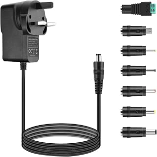 JJN 5V 2A Power Adapter, AC to DC 5V Universal Charger Power Supply for IP/CCTV Camera, Android Smart Phone, Tablet, Speaker, USB hub, LED Light Strip, TV Box, Router & Most 5V Devices with 7 DC Plug