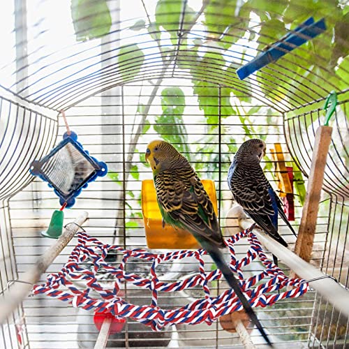 Small Animal Hammock Rat Toys Parrot Bird Toys Woven Climbing Net With 4 Hooks Rat Cage Accessories Rope Ladder Ferret Toys Rat Hammock For Cage Budgie Toys And Accessories (Mixed) #TOP3