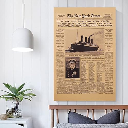 Titanic Newspaper Picture Poster Home Wall Art Deco Gift Hd Print Art Aesthetic Wall Deco Frameless Framed (Framed,20×30Inch) #TOP3