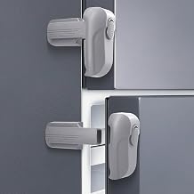 2 Pack Dual Mode Fridge Locks, Upgraded Child Proof Refrigerator Lock with Sticky Adhensive Pads, Durable ABS Freezer Door Latch to Keep Door Closed, No Tools Need or Drill (Grey)
