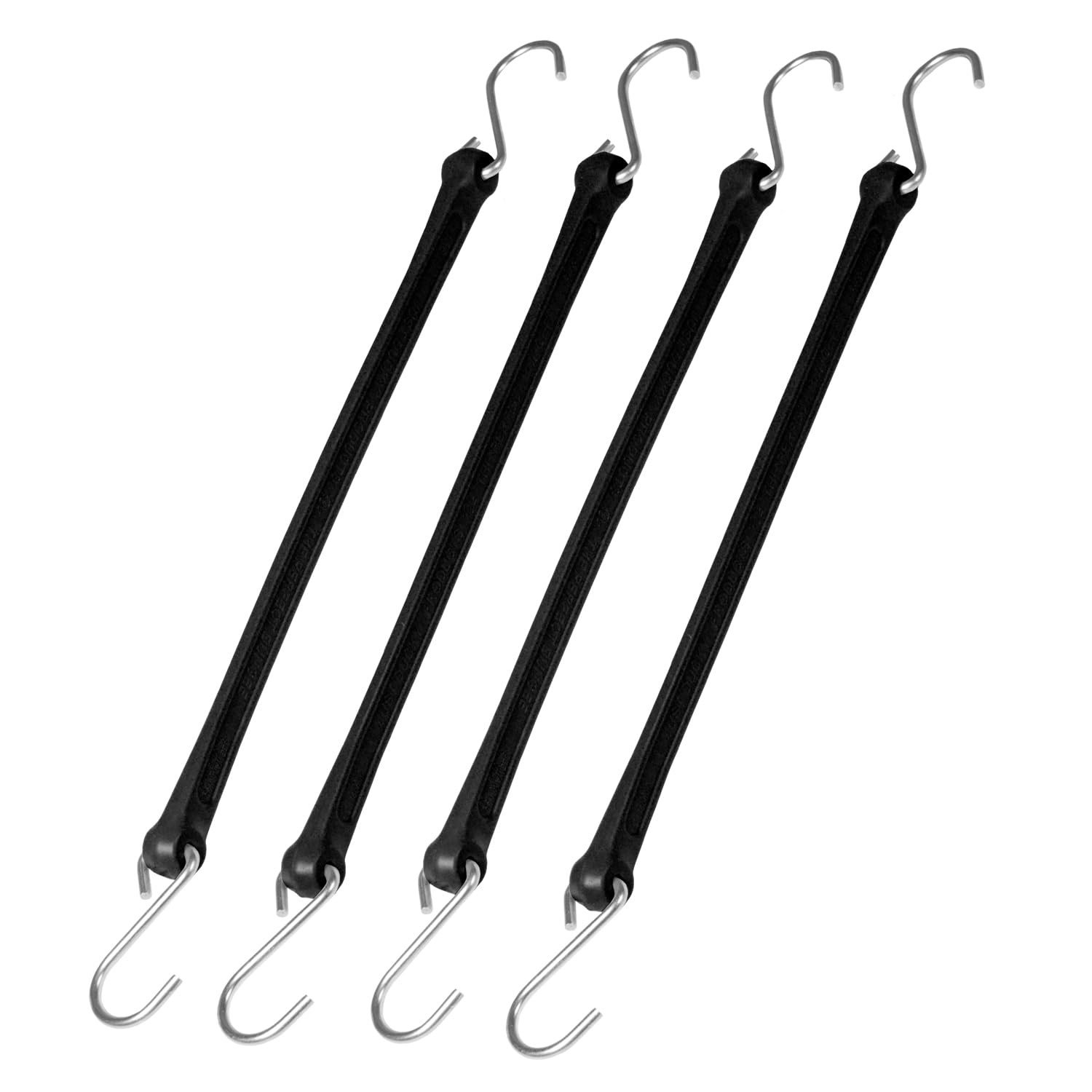 The Perfect Bungee® Correa elástica de poliuretano resistente de 18 pulgadas, paquete de 4, color negro, duradera, flexible, resistente a la intemperie, de larga duración, fabricada en Estados Unidos,