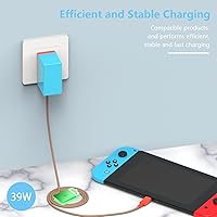 Vista 4 de Cargador Nintendo Switch, cable adaptador de CA de 39 W, cable de alimentación para controlador OLED Switch Lite, accesorios de alimentación USB