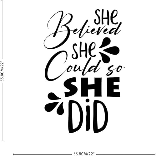 Miniatura 2 de Calcomanías de vinilo con citas de pared, calcomanías de pared con texto en inglés "She Believed She Could So She Did", calcomanías de pared