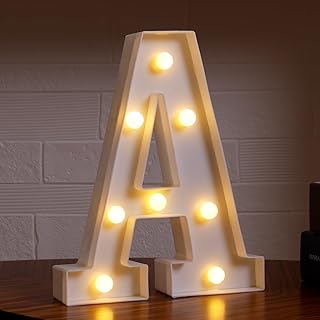 Small Led Marquee Letters, Light Up Letters, 8.58 Inch Led Letter Lights, Battery Powered Lighted Sign for Table, Party, Birthday, Christmas Decor (Letter A)