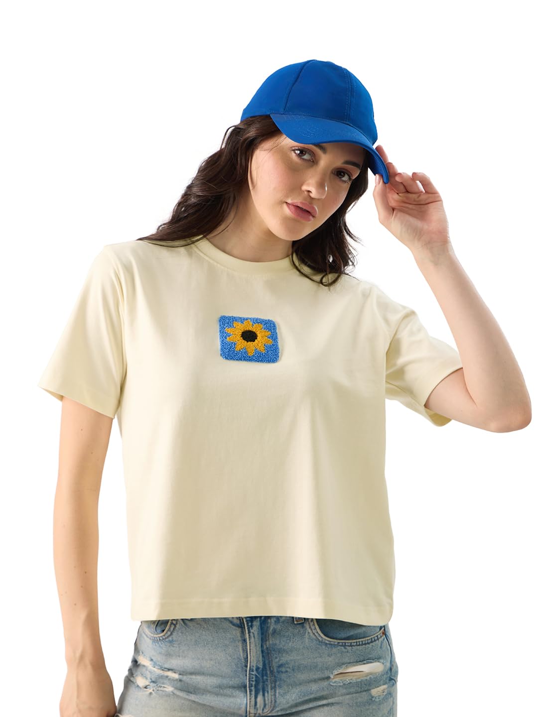 the souled store Follow The Sun Women and Girls Short Sleeve Round Neck Yellow Graphic Printed Cotton Regular Fit T-Shirts-picture-10