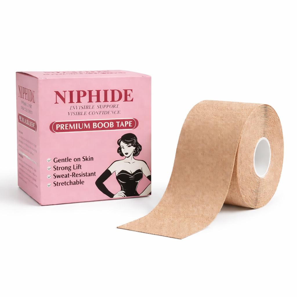 ™ Premium Body Tape for Lift & Support, Waterproof, Sweatproof Breast Lift Tape for All Cup Sizes, Hypoallergenic 5 Meter roll Boob Tape.