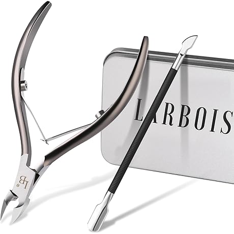 Larbois Cuticle Trimmer and Cuticle Pusher Set: Precision Manicure Tools for Flawless Nails