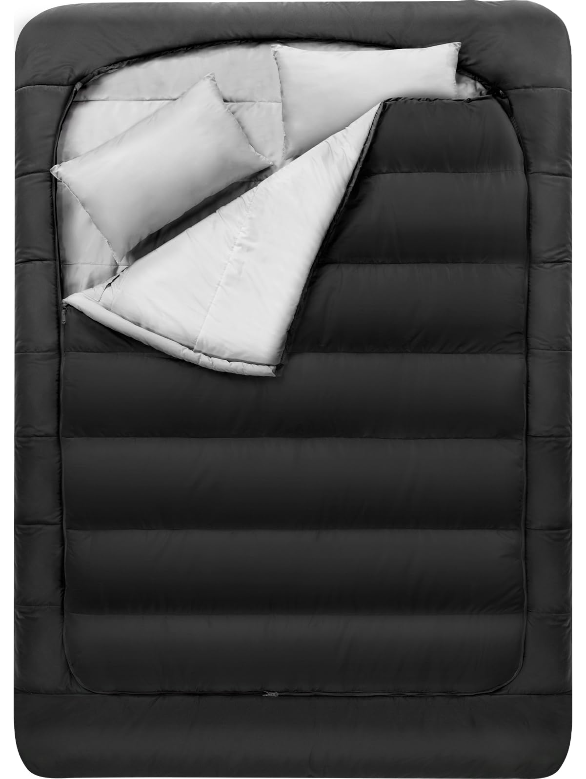 Photo 1 of 0 Degree Camping Sleeping Bags, Sleeping Bags for Adults Kids, Portable Sleeping Bag Cold Weather with Compression Sack & Binding Straps, FRITTON Winter Sleeping Bag for Camping, Backpacking & Hiking Dark Black Double-90.5*63''