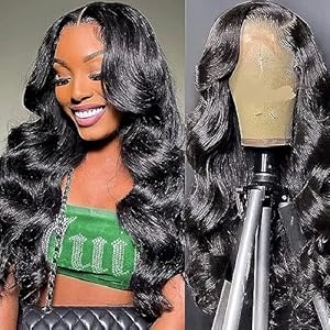 Pelucas Mujer Pelo Natural Humano 13×4 Body Wave Lace Front Wig Human Hair For Black Women Peluca Cabello Humano Peluca Pelo Humano Mujer Color Negro Natural 24 Pulgada (60cm)