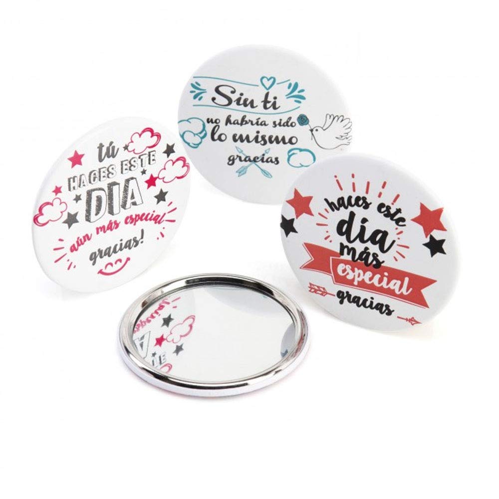 Espejos para bodas, comuniones ... con frases GRACIAS. Espejos baratos para eventos. Pack 10 unidades