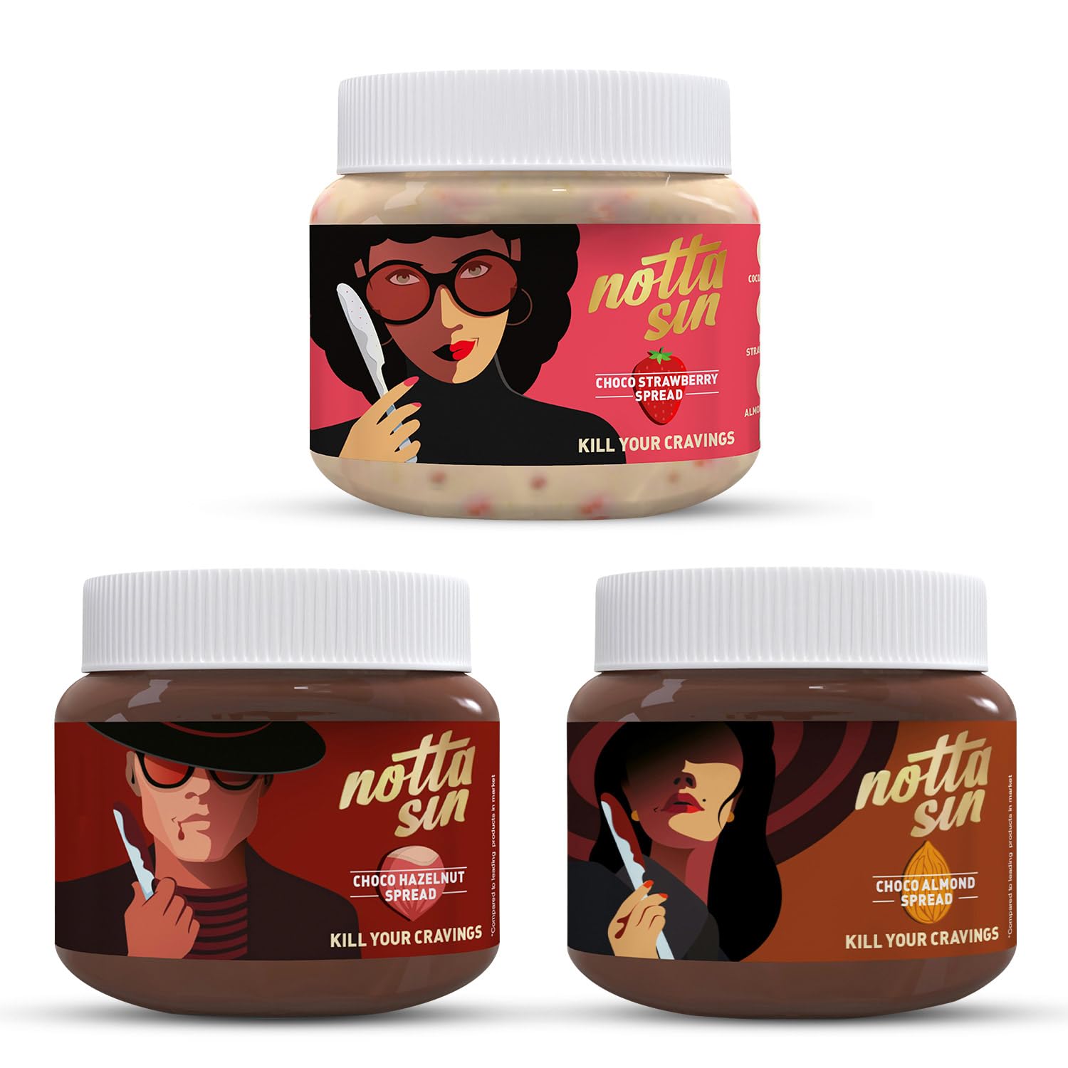 Notta Sin Trio: Choco Hazelnut, Choco Almond & Choco Strawberry Spreads | No Added Sugar - Contains Monk Fruit & Stevia | Nourishing Almonds | Turkish Hazelnuts | Crunchy Strawberry Bits| Rich in Fiber & Protein | Spread for Bread | (80G x3) (B0CTZJZSPR) Amazon Price History, Amazon Price Tracker