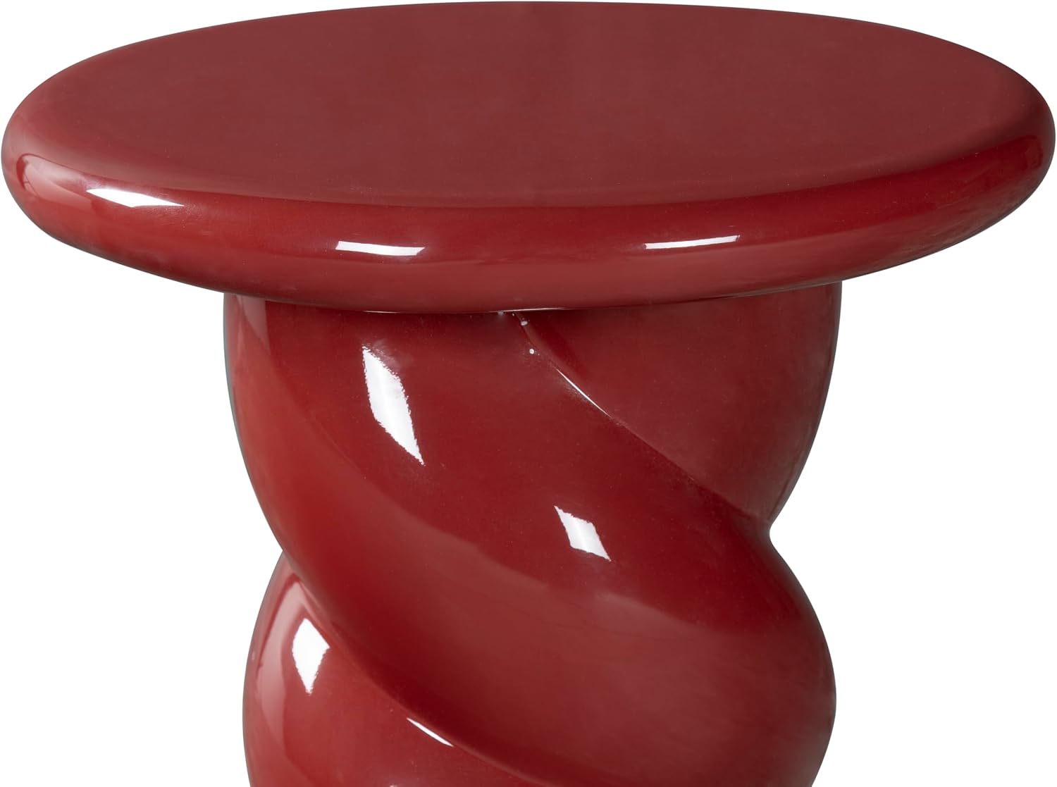 SAFAVIEH Couture Collection - Noelly Red Concrete Accent Table, Contemporary Swirl Pedestal Side Table, High Gloss Finish, Fully Assembled (SFV2621D)